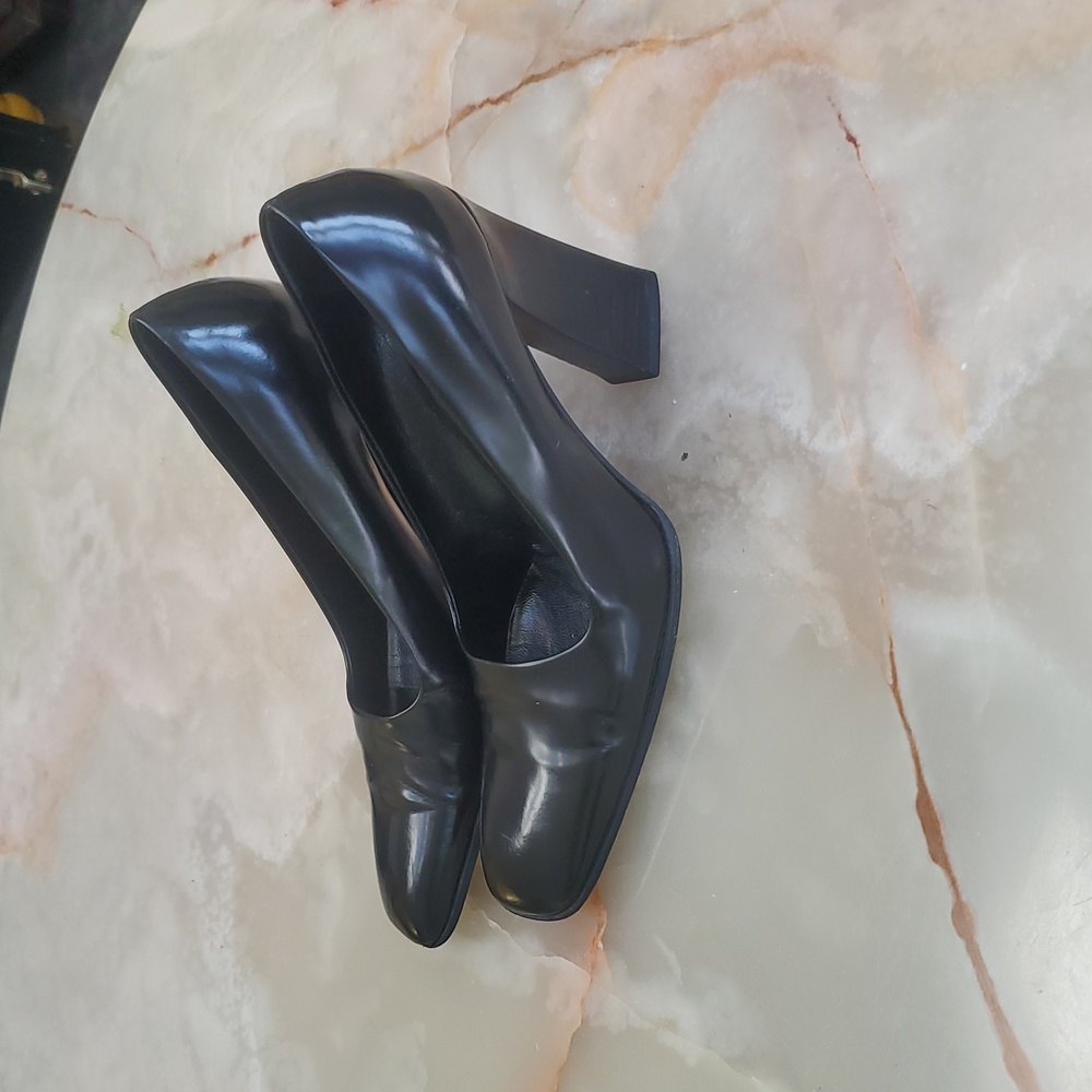 Prada Black Leather Block Heels - image 2